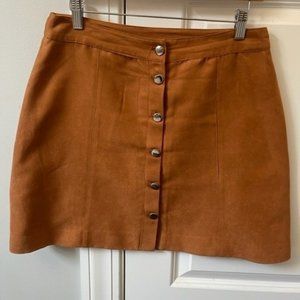 Chic Copper Brown Suede A-line Mini-Skirt
